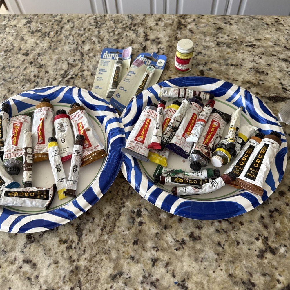 28 Vintage Tubes Artist Paints Assorted Colors Some Unused Duro Shiva Berea.4805